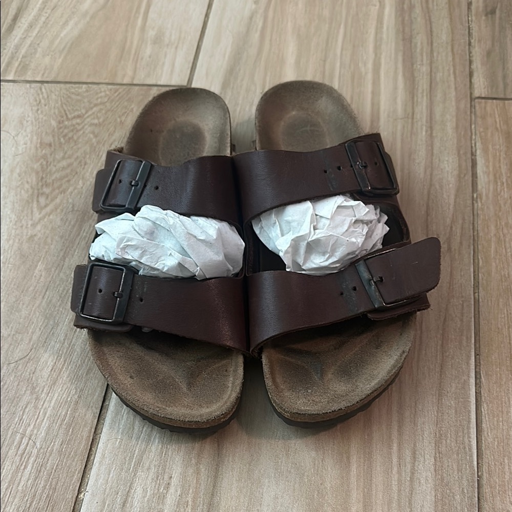 Brown Leather Birkenstocks Size 7